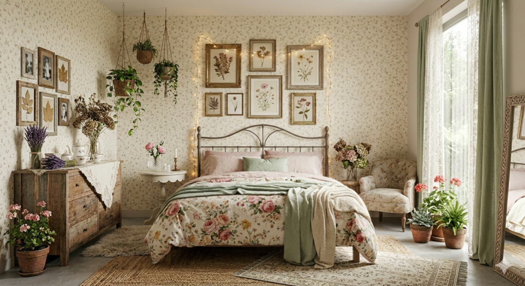 Cottage core bedroom style